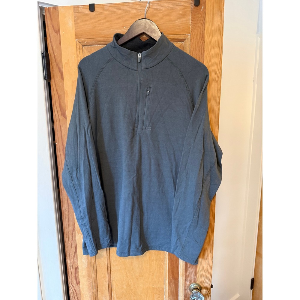 Free Fly Bamboo Fleece Quarter Zip Pullover Charcoal Gray Mens XL Chest Pocket